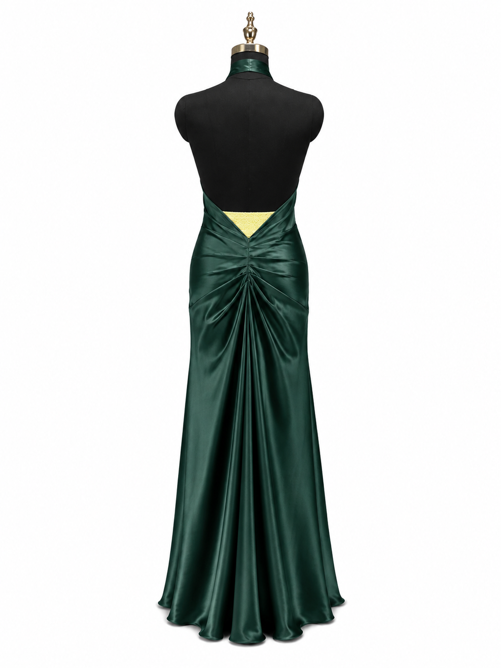 Emerald Drape Halter Evening Gown