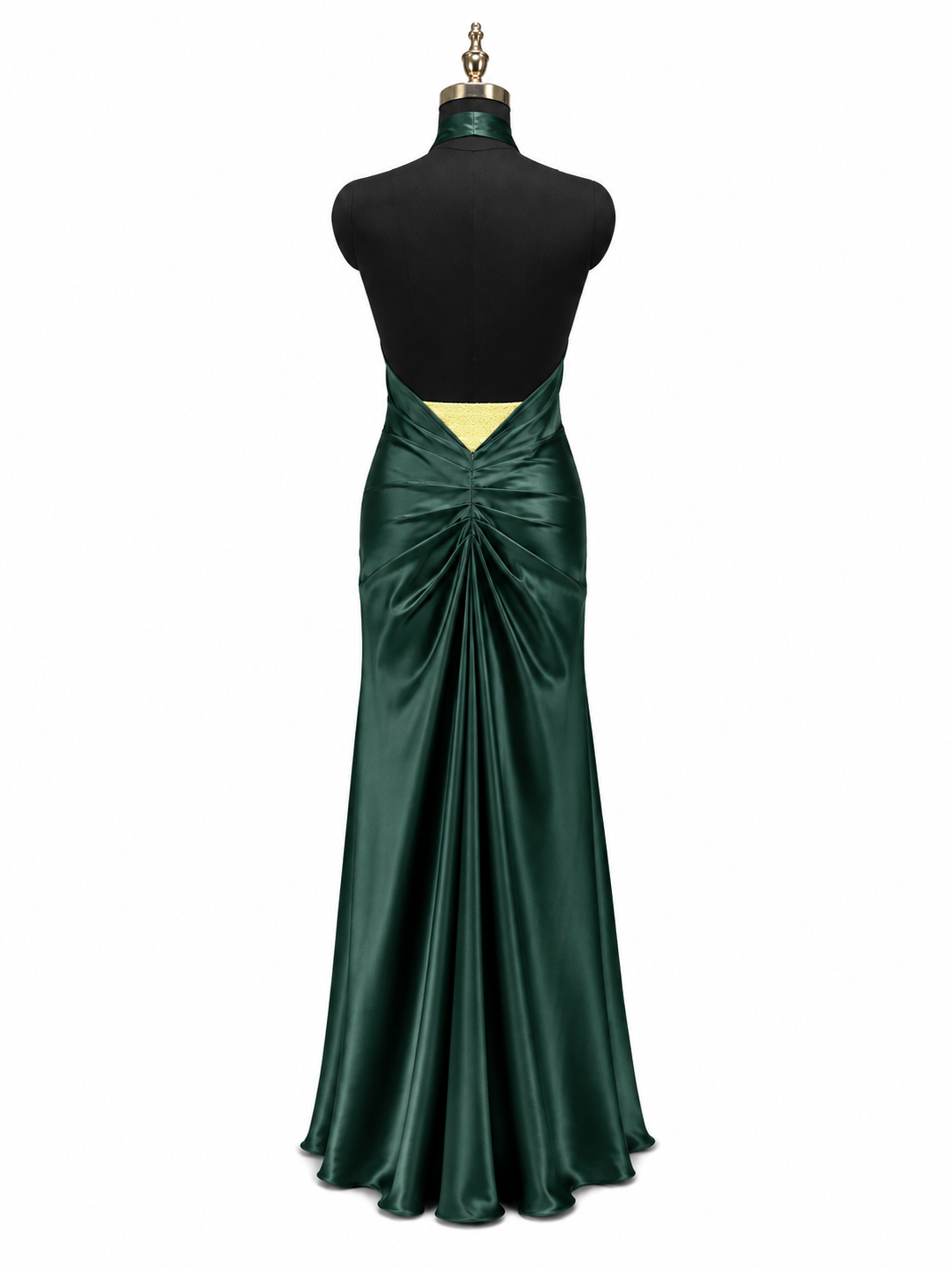Emerald Drape Halter Evening Gown