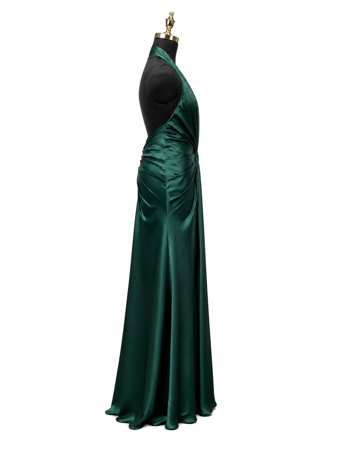 Emerald Drape Halter Evening Gown