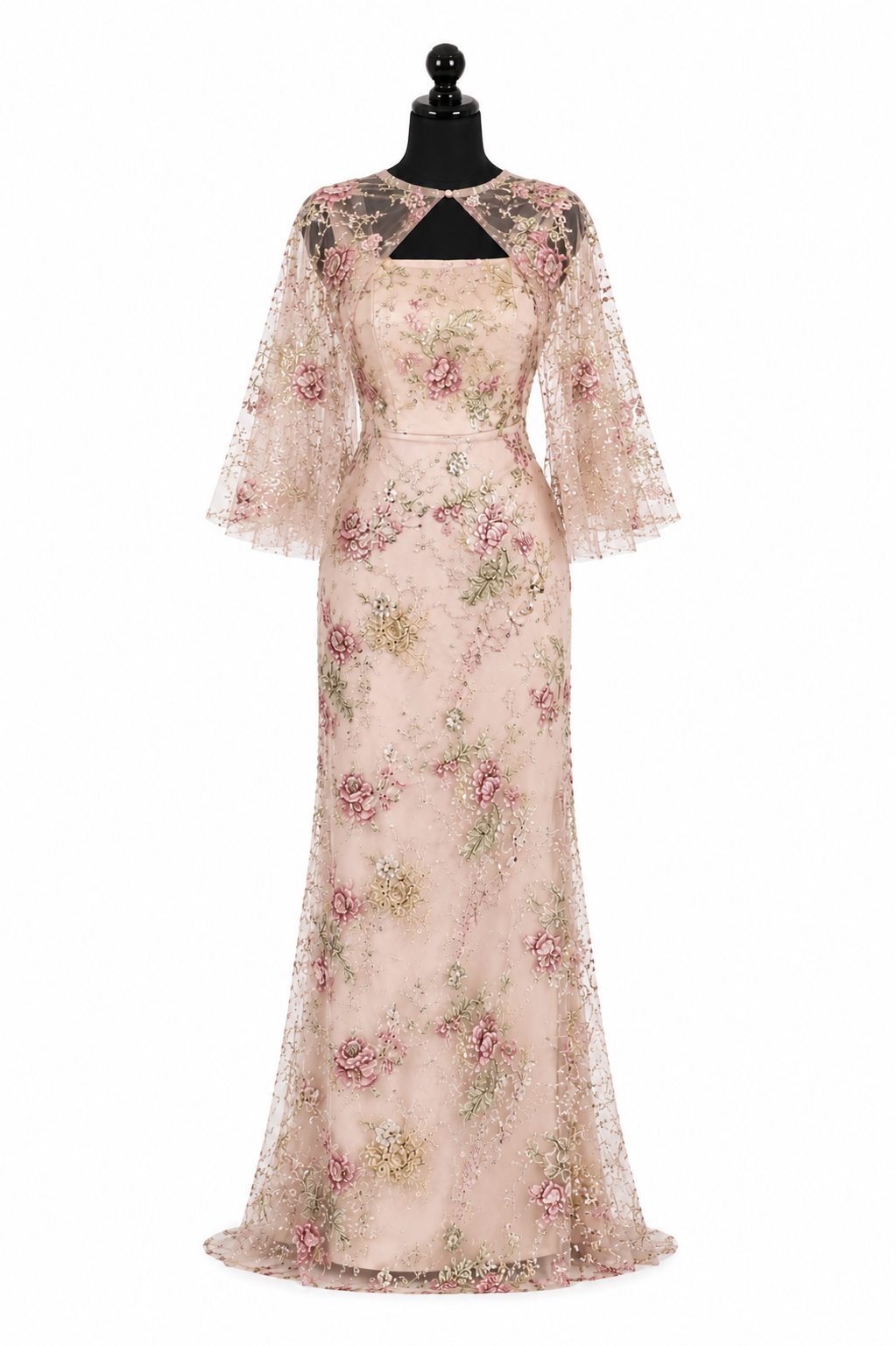Rosalie Embellished Cape Gown