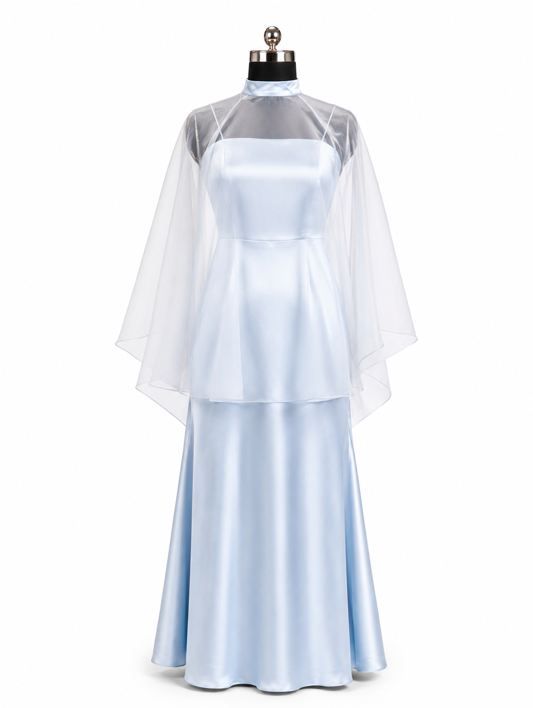 Icy Blue Satin Mermaid Gown